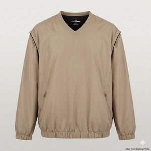 Grand Slam Golf Windbreaker Pullover Mens 3XLT Tan Convertible Zip Off Sleeve